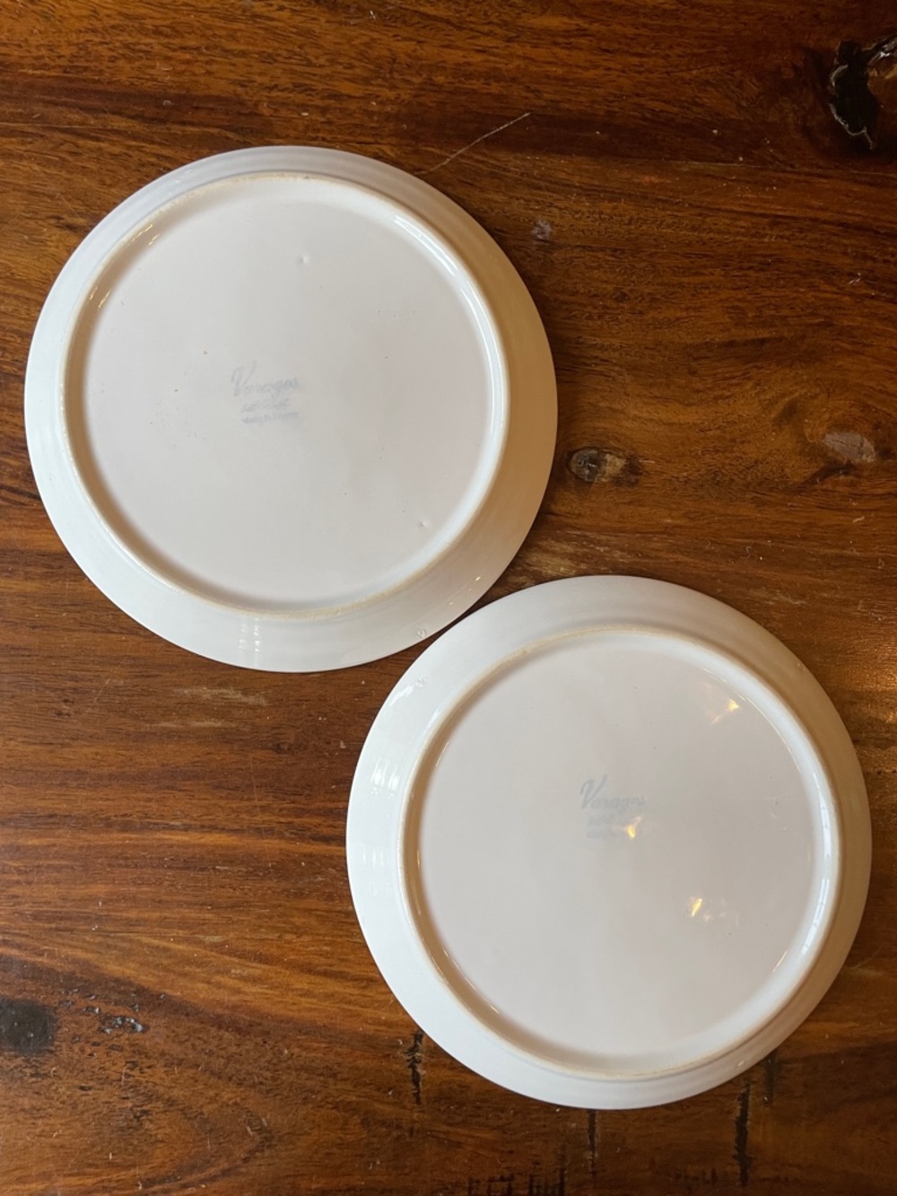 2 White Fondue Plates by Varages Made in France Simple Design - Picture 2 of 8